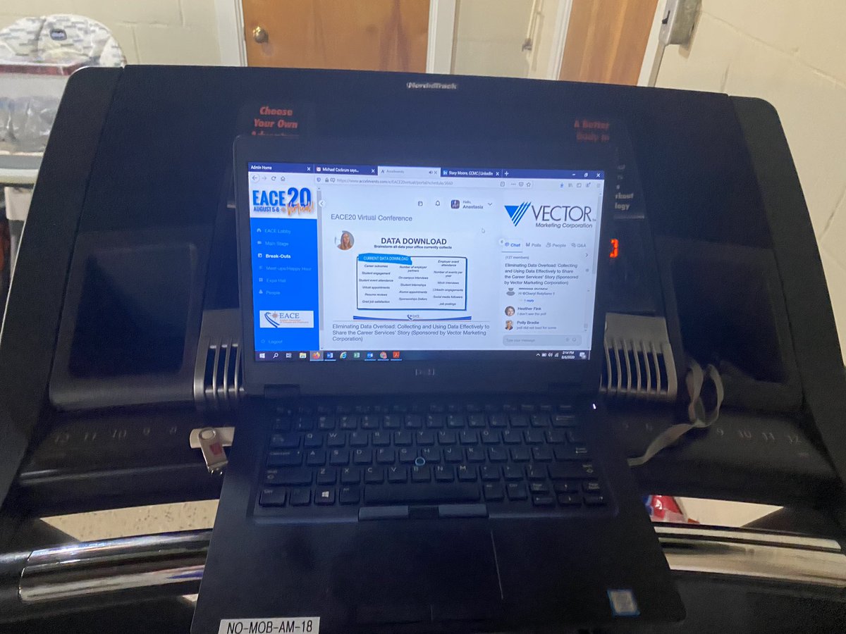 StasiaDiamantis's tweet photo. Watching an #EACE20 session while on the treadmill! https://t.co/SF2loJVoE3
