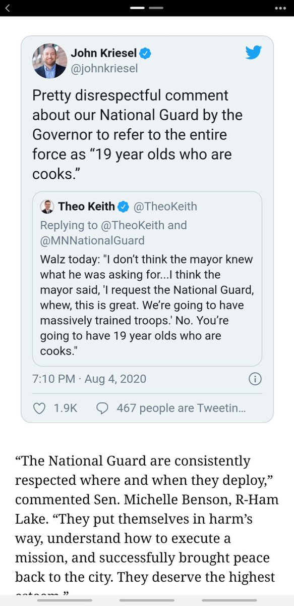 Blinky13's tweet photo. @realDonaldTrump This is how our Governor sees the National Guard. My son is one of them. This is just plain rude. https://t.co/Ee2ZrD3aBF