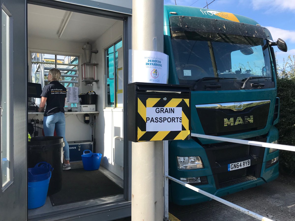 FrontierAg's tweet photo. Grain being delivered to our store in Lowick this afternoon. #Farm24 #Harvest20 #Harvest2020 #UKHarvest https://t.co/2LKU6JrzfV