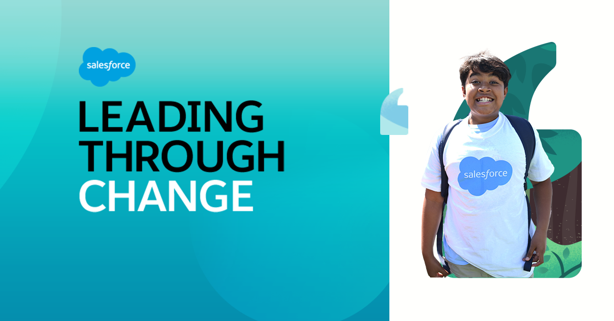 salesforce's tweet photo. COVID-19 changed school overnight and brought with it the opportunity to build a future of learning that is equitable, safe, &amp; connected. 

Join us next Tuesday on #LeadingThroughChange for a discussion on reopening safely &amp; learning from anywhere: https://t.co/H0ZxCsAo1J https://t.co/QvKEofB1cu
