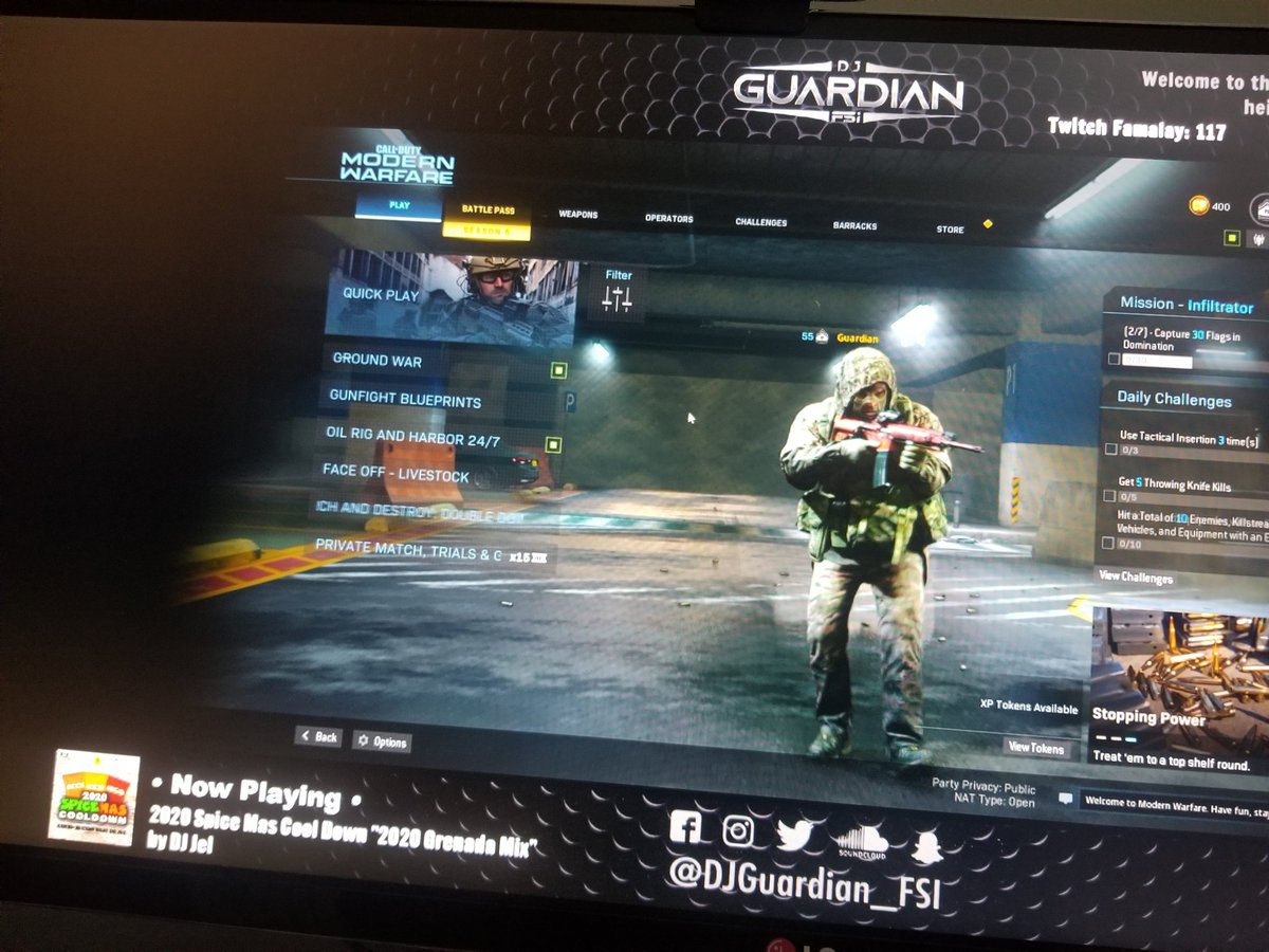 DJGuardian_FSI's tweet photo. ๐ฑ CoD Season 5, Let's See what's New! ๐ฑListening to some Jab Jab Music ๐ถ by @jelinthemix
https://t.co/yHE9EfnW5m
#DJsWhoGame #PositiveVibesOnly #UltraWideGaming #CoDMW #CallOfDuty #ModernWarfare #Season5 #RoadToPartner #TwitchTV #Gamer #TriniGamer #CaribbeanStreamer https://t.co/oVhO4LAcTV