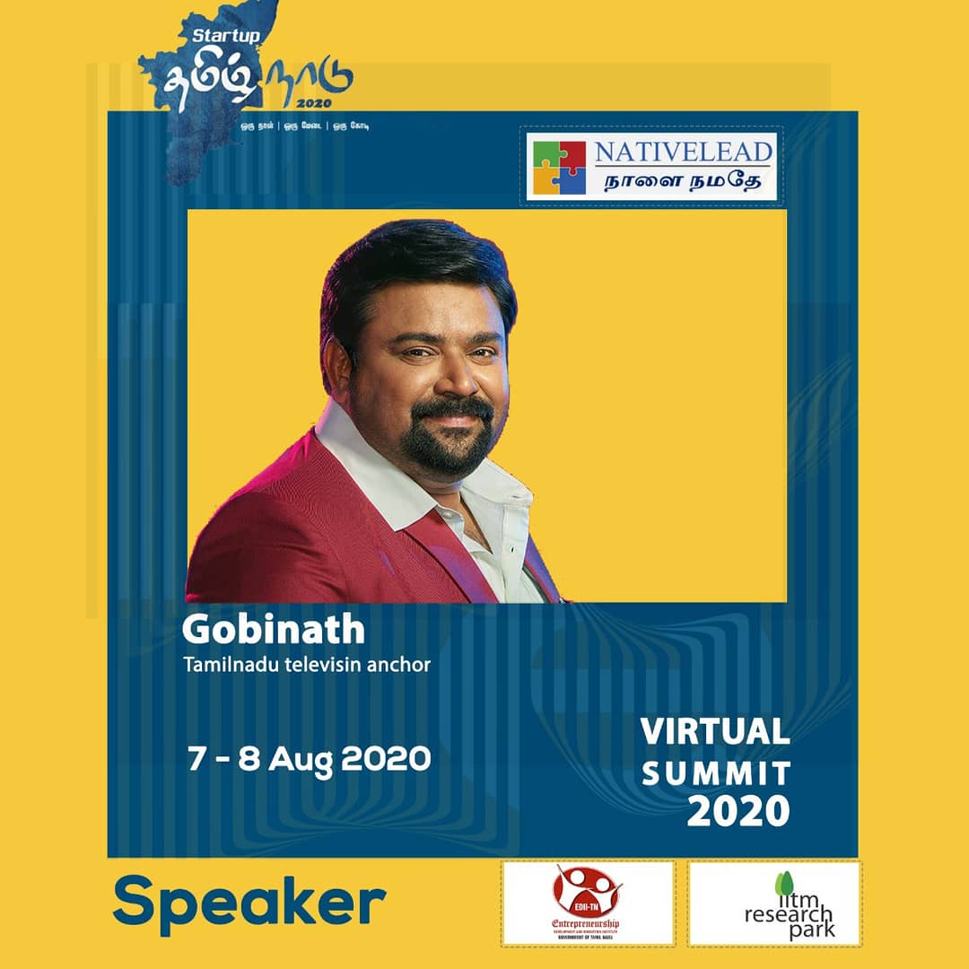 behindwoods's tweet photo. CK Kumaravel and Neeya Naana Gobinath to share their Entrepreneurial Journey! Dont miss out their Live interaction! 
#NativeLead #நாளைநமதே #StartupTamilnadu2020 #LiveSummit

@CKKumaravel  @Gobinath_C https://t.co/FUhPgDqBt9