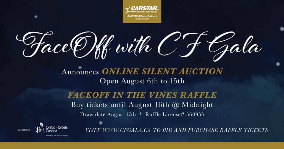 The Face off with CF Gala is holding our silent auction online! 
The auction is OPEN NOW at cfgala.ca
#cysticfibrosis #cysticfibrosiscanada #cysticfibrosisawareness #faceoffwithcfgala #faceoff #onlinesilentauction #ryannugenthopkins #nuge #edmontonoilers #checkitout