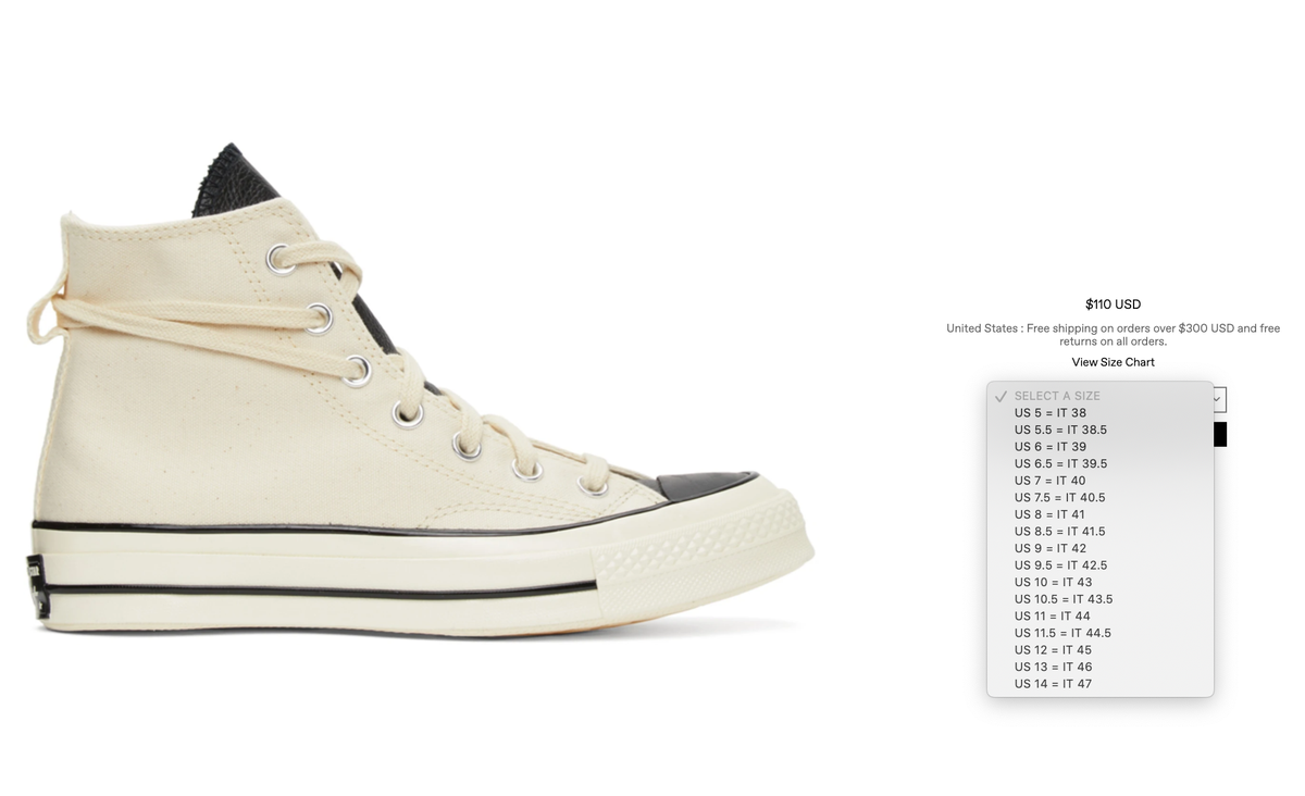 ssense fear of god converse