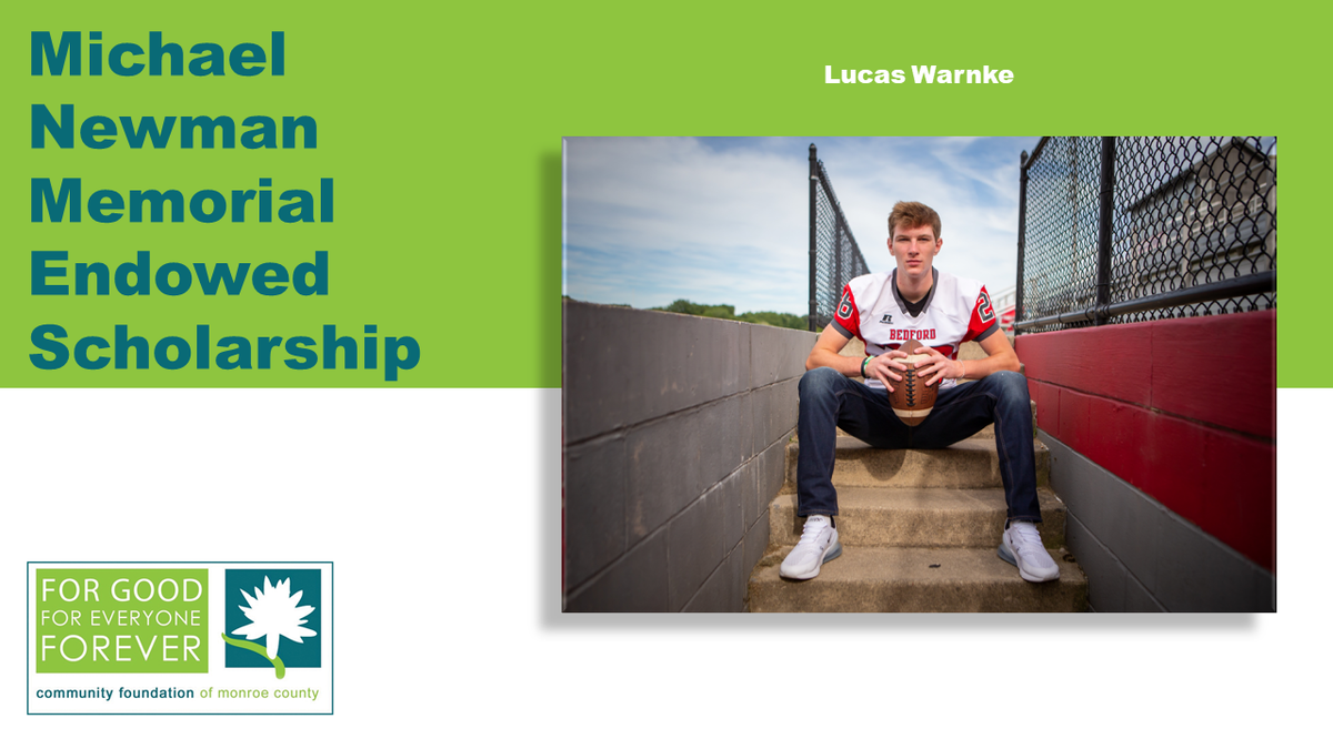 CFMonroeCounty's tweet photo. Michael Newman Memorial Scholarship provides scholarships to graduating seniors from any #MonroeCounty, private or public school, or an adult who is pursuing a degree in the field of business or finance. Congratulations to Lucas Warnke for receiving this year's award! https://t.co/518NfPm5KO