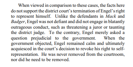 In a companion case, 9th Cir. holds that it violated the Sixth Amendment to prevent one of the Bundy Ranch defendants from representing himself bc he asked a prejudicial question for which he then apologized. Structural error requiring new trial.  https://cdn.ca9.uscourts.gov/datastore/opinions/2020/08/06/18-10293.pdf