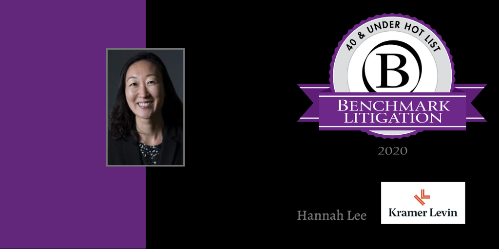 BenchLitigation's tweet image. Hannah Lee of @kramerlevin has a practice dedicated to patent litigation and is a new addition to Benchmark's 40 &amp;amp; Under Hot List. Follow the link to see the rest of the 2020 class. #Benchmark40andUnder
spr.ly/6010G5ODi