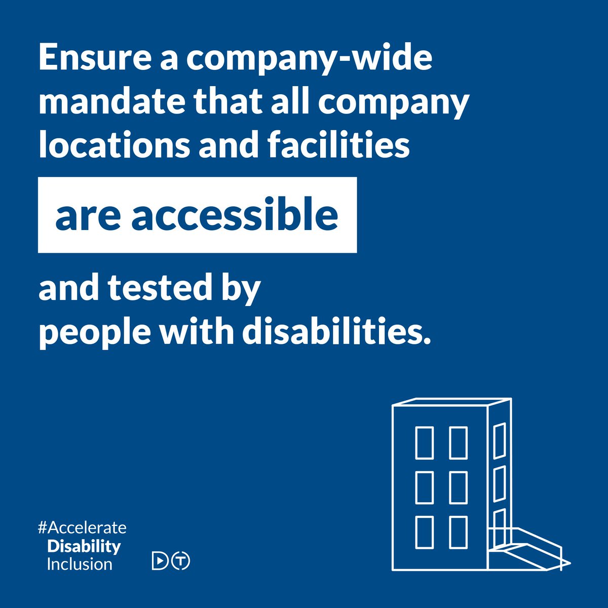 AccelerateADA's tweet photo. Tip number 2 for creating a better workplace for everybody: Ensure all company locations and facilities are accessible! #AccelerateDisabilityInclusion #NDEAM https://t.co/0bKudPU31H