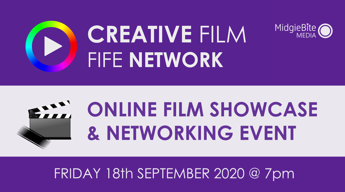 CreateFilmFife's tweet photo. 🎬 We're delighted to announce the @CreateFilmFife Online Film Showcase &amp; Networking Event on Friday 18th September 2020 @ 7pm! 😄

Submissions are now OPEN! Find out more at:
https://t.co/hEJdyupePb

#fife #filmmaking #networking #creative @MidgieBiteMedia https://t.co/1tVVbgM4yo
