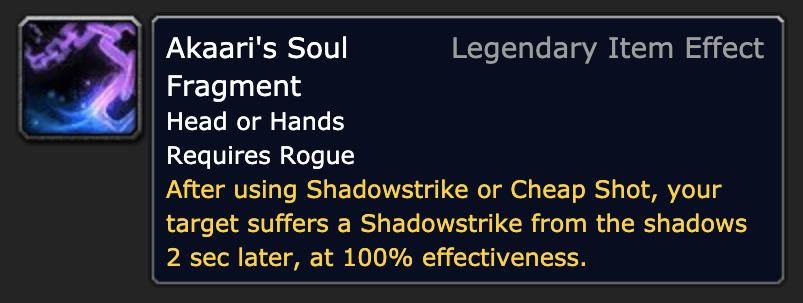 Wowhead's tweet photo. We now have the full list of Rogue Legendary Runecarving Powers in #Shadowlands! This week's build added eight including the return of Akaari's Soul:

https://t.co/xSkAmxdMxq https://t.co/5QQWhisNUJ