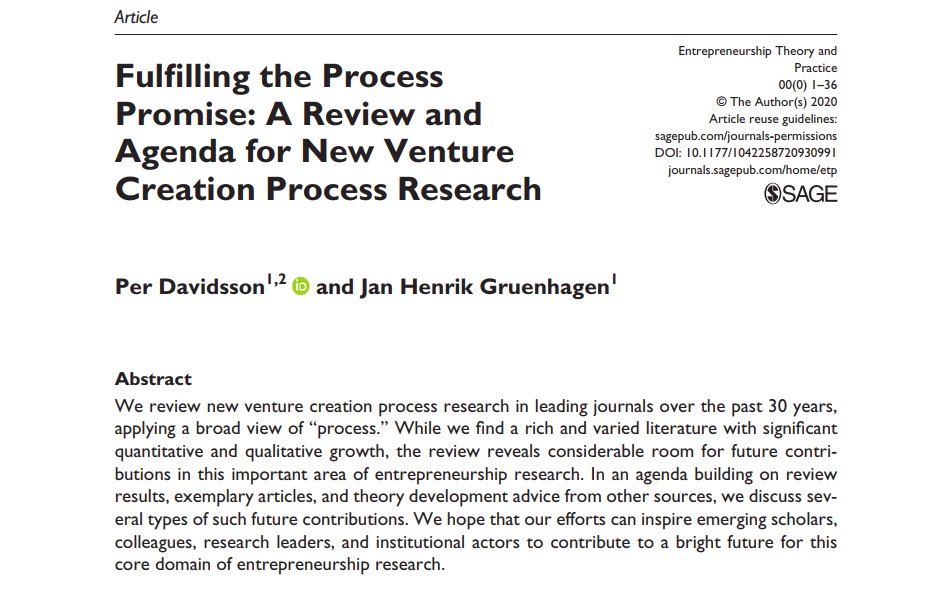 ETPjournal's tweet photo. Has entrepreneurship research been making satisfactory progress in building insights, concepts, theories &amp; understandings about new venture creation as a process?... the answer is a resounding “No!.” 

This is a massive opportunity for ent researchers.

https://t.co/BMzJvVaAP0… https://t.co/8GWrqsh1nI