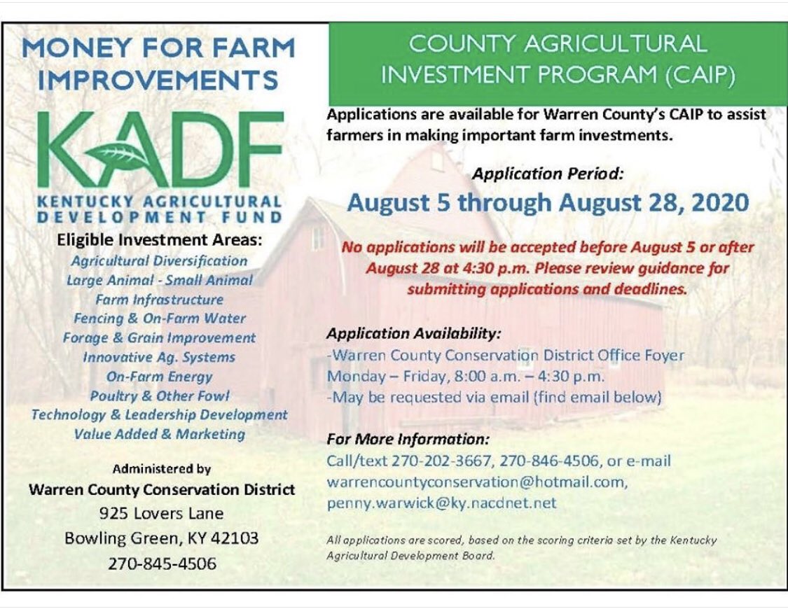 ‼️ Warren County CAIP applications are now available! You can find the application on our website along with how to submit your application. You may also find an application in our office foyer or request one via email.

📑 warrenconservation.com