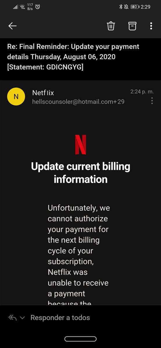 Cl0wnR3v's tweet photo. Don't open this email or link because is #phishing this page containe a fake link
@NetflixLAT keluarkan.pejukalianirqge-nadimukavatxjb@akucroooot.com

#Netflixlatinoamerica #phishing #CyberSecurity #ciberseguridad #infosec #infosecurity #Hacking #hackingtools https://t.co/vzQPSp92HJ