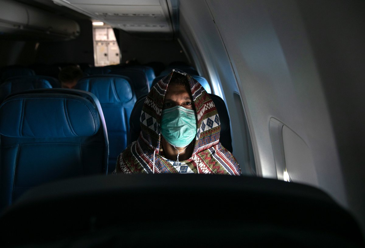 The odds of dying of a case contracted in flight are even lower — between 1 in 400,000 and 1 in 600,000 — depending on your age and other factors. Those odds are comparable to the average risk of getting a fatal case in a typical two hours on the ground  http://trib.al/LASFM2Y 