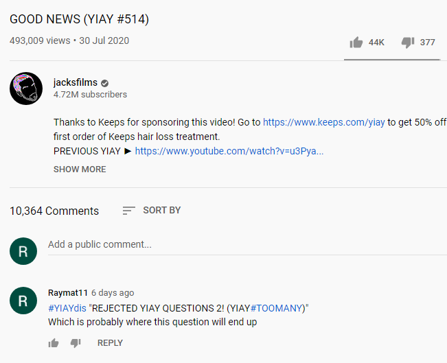 Raymat11's tweet photo. @jacksfilms Called it https://t.co/h5ETOChYtm