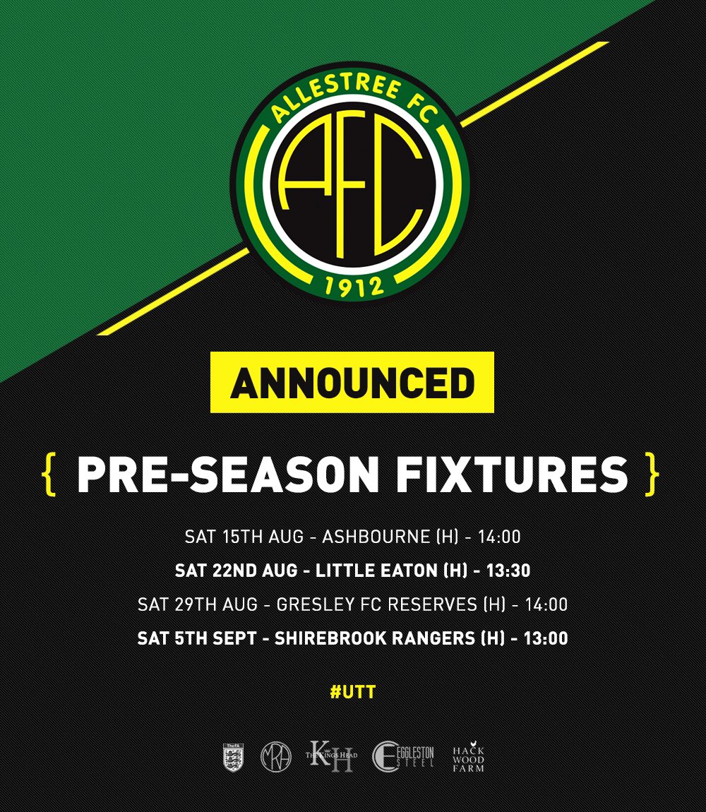 Soon... ⏳⚽️

<a href="/ShirebrookRanFC/">Shirebrook Rangers</a> <a href="/AshbourneFC/">Ashbourne FC</a> 
<a href="/LittleEatonFC/">Little Eaton FC</a> <a href="/gresleyreserves/">Gresley Rovers Reserves</a>  <a href="/TheMRAnews/">The G & T Jenkins Midlands Regional Alliance</a> 

🟢🟡🌳 #UTT
