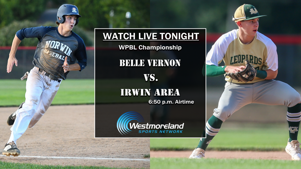 WestmorelandSN's tweet photo. Welcome to Championship Thursday on WSN! Watch live tonight as Belle Vernon battles Irwin Area for the @WPA_Baseball championship at Boyce Mayview Park in Upper St. Clair. Our broadcast begins at 6:50 p.m. here: https://t.co/UkciWBapNH https://t.co/dGB1rt7fqo