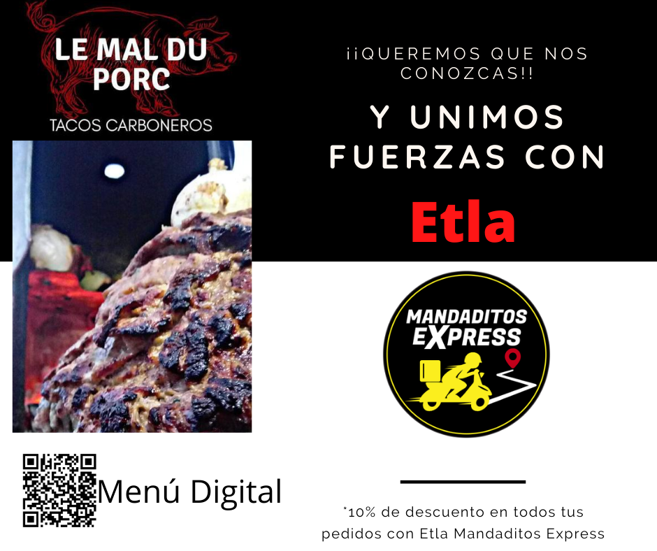 TacosMal's tweet photo. Ya estamos en boca de muchos, pero queremos estar en boca de todos!!!

Es por eso que hemos unido fuerzas con nuestros amigos de Etla Mandaditos Express para que asi puedas disfrutar de nuestro producto en tiempo, hasta la puerta de tu casa!

Tacos Carboneros Le Mal Du Porc https://t.co/NHVsFqK394