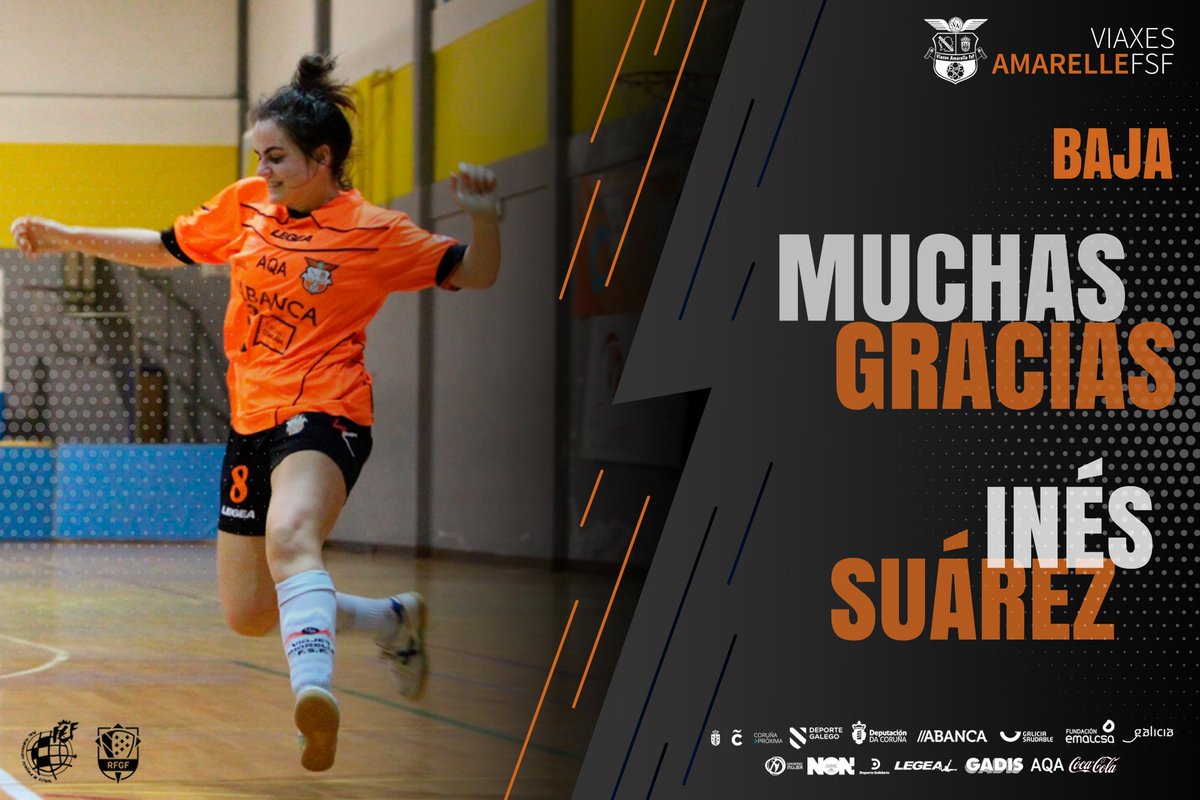 📢📢 MIL GRACIAS <a href="/InesSuarez_/">Inés Suárez</a> ‼️

La jugadora de Camelle, Inés Suárez, no continuará en la primera plantilla del <a href="/amarellefsf/">Viaxes Amarelle FSF</a> la próxima temporada; y no podemos decirle más que gracias por estos 5 años (goles en ambos play-off 😜)

Las puertas abiertas, Inés ⚽️🙏

#FutsalFemenino