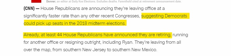 Meanwhile, other House Republicans are resigning in droves, abandoning the battlefield and Trump and ceding the House to the Democrats in 2018. In June of 2018, Senate Intel Committee staffer Wolfe was charged with lying to the Fed, Senators Corker and Flake retire.