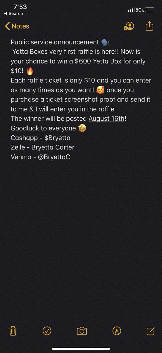 BoxesYetta's tweet image. Public service announcement 🗣
 @BoxesYetta first raffle is here!! 🤪
Now is your chance to win a $600 Yetta Box for only $10! 🔥
Each raffle ticket is only $10 
The Winner will be posted August 16th 
Cashapp- $Bryetta
Venmo - Bryettac
#BlackLivesMatter  #SupportBlackBusinesses