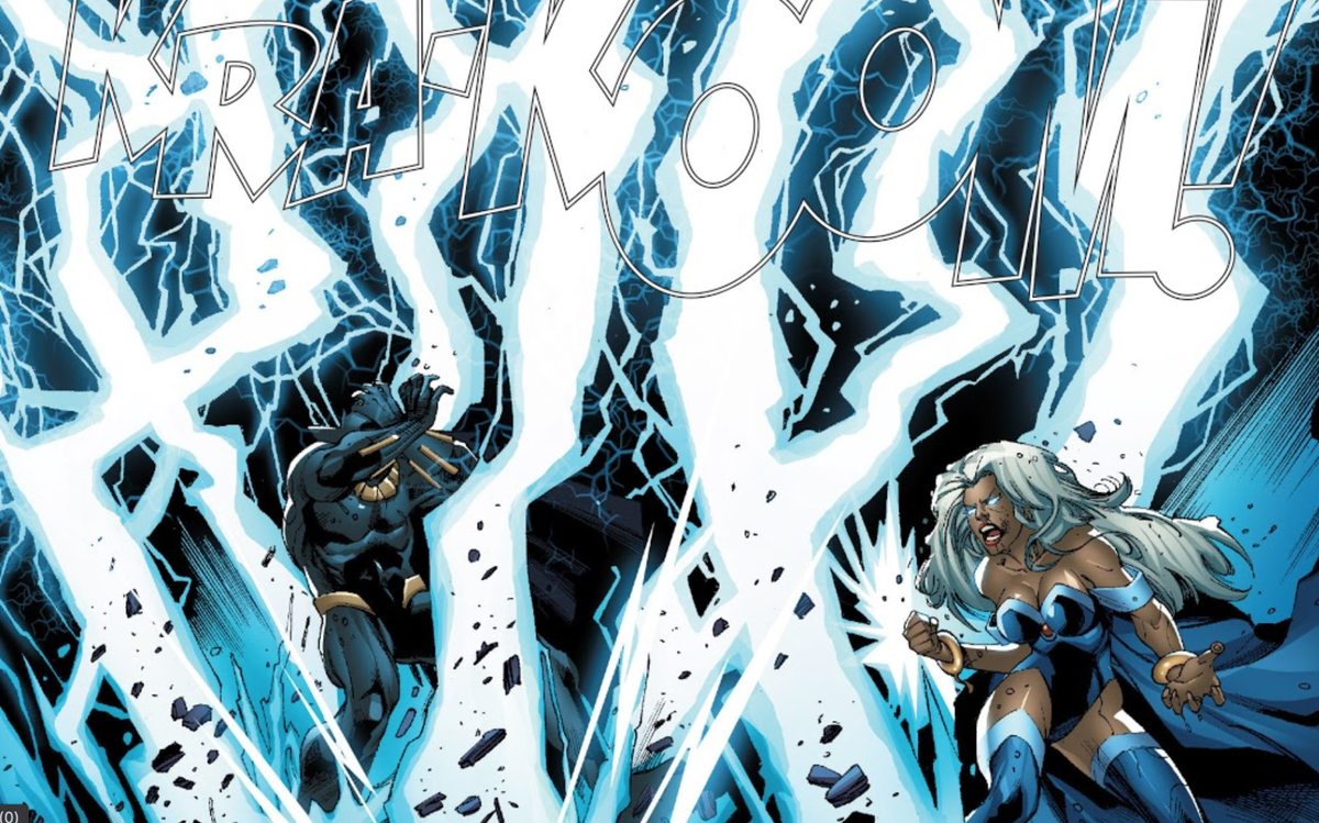 X-Men Worlds Apart 3Storm kicks the crud out of SK/T'Challa, freeing her husband of SK. Then she tells off the Panther God and heads off to save Scott.