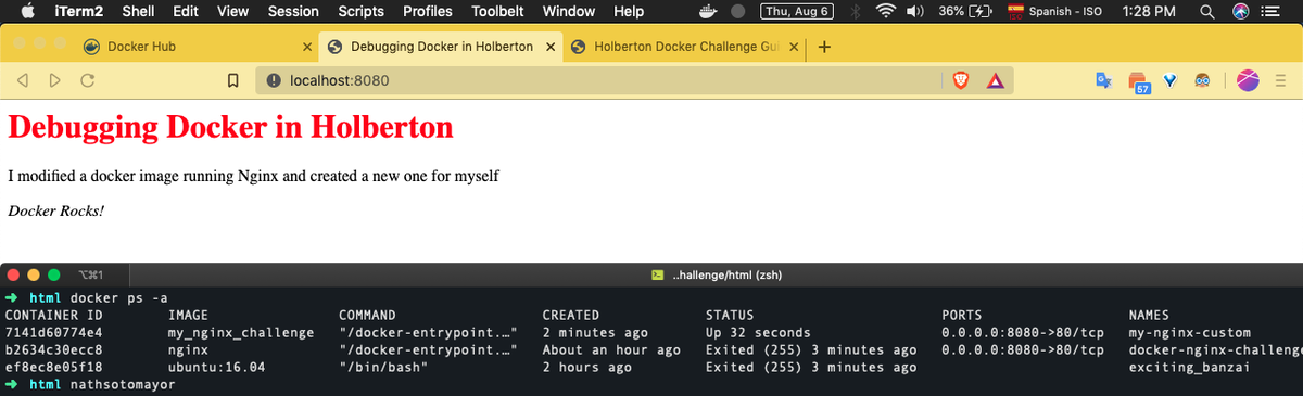 nathsotomayor's tweet photo. I had a lot of fun doing this. My first custom #Nginx image with #Docker ๐ณ
#challengeaccomplished #DevOps https://t.co/xWuhWCsZsK