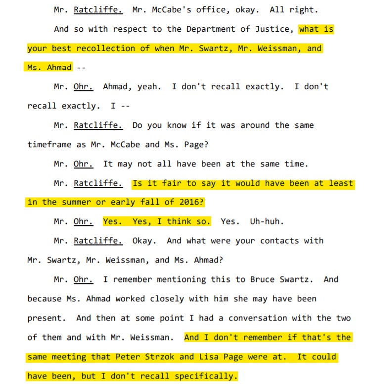 July 2016: Bruce Ohr testifies that DOJ attorney's Weissman and Zainab were already looking at Manafort. Both would end up on the Special Counsel in KEY roles. Crossfire Hurricane investigation is started, predicated on a rumor