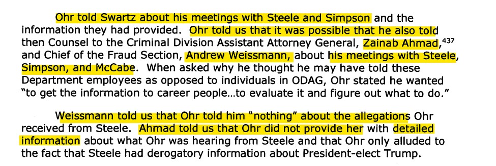 July 2016: Bruce Ohr testifies that DOJ attorney's Weissman and Zainab were already looking at Manafort. Both would end up on the Special Counsel in KEY roles. Crossfire Hurricane investigation is started, predicated on a rumor