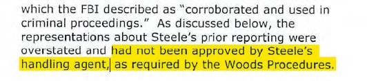 Why is Ohr/Steele important? The IG has told us because Steele was a CHS his reporting didn't need to follow Woods procedures, however Gaeta was the official FBI handling agent and told the IG he NEVER would have allowed it to be used