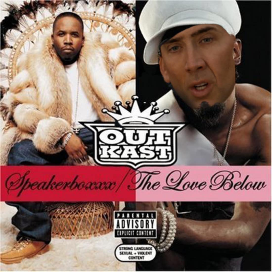 Someone poorly photoshopped Nick Cage's face onto a bunch of rap albums....a thread