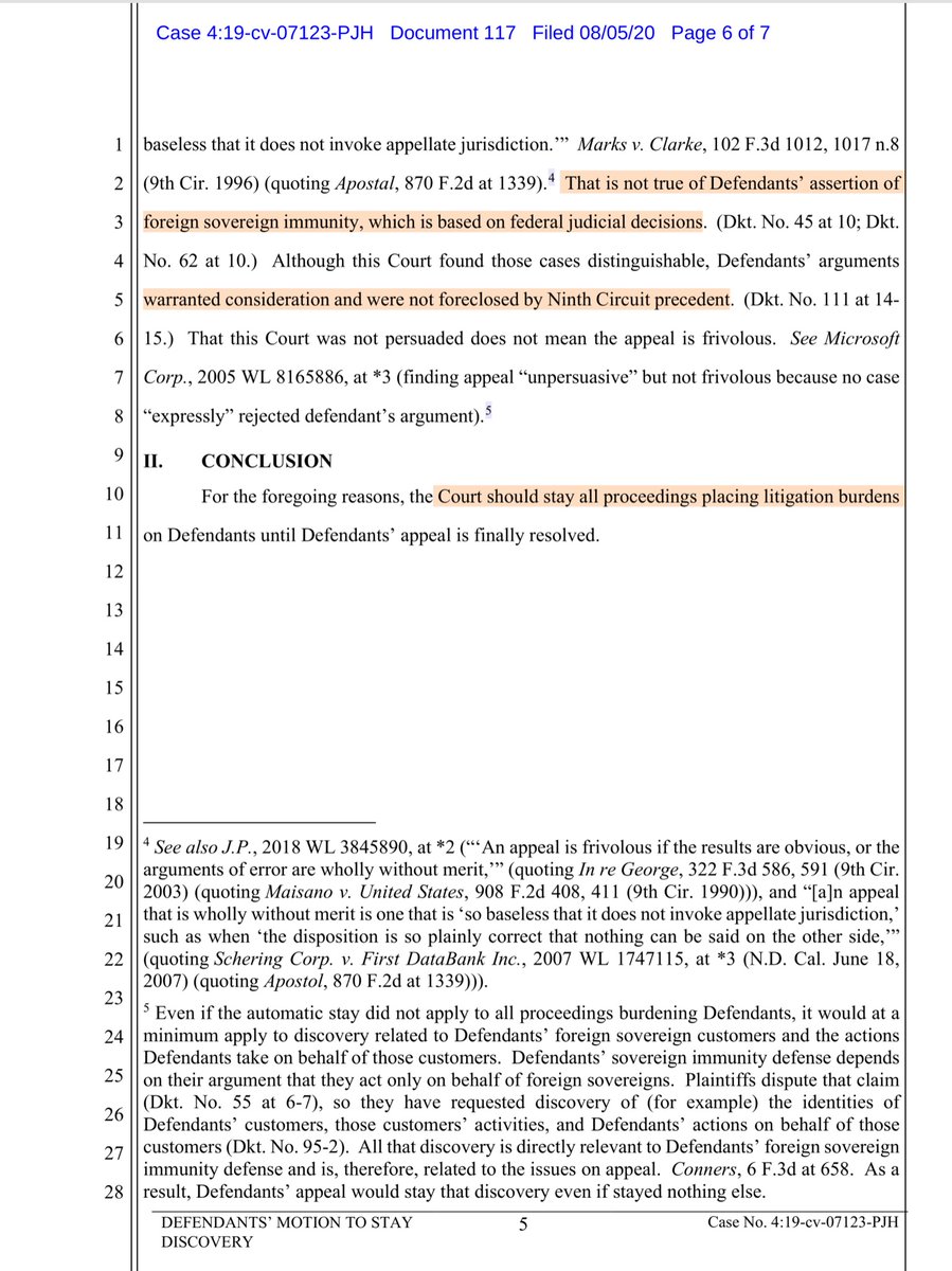 Pay attention to the relevant highlights in the footnotes. I have occasionally tweeted an explanation of why USCA “splits” can be hugely problematic, typically requires SCOTUS to sort it out. NSO argues the 5th & 9th CCOAs “split”IMO not a strong filing https://drive.google.com/file/d/1TIiF-Na_xG9Q-B6EXeGId6BHY2aLIDh9/view?usp=drivesdk