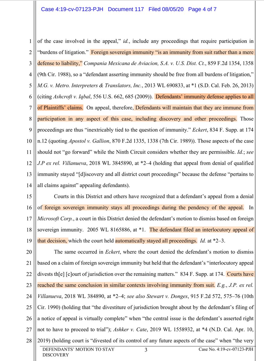 WhatsApp/Facebook & NSO/QTech akin to:Thanksgiving dinner when Mom & Dad have too much to drink & start screaming at each other. AwkwardNSO/QTech (finally) filed a Motion to Stay “all proceedings in this matter until the 9thCCOAs” renders a determination https://ecf.cand.uscourts.gov/doc1/035019571246?caseid=350613