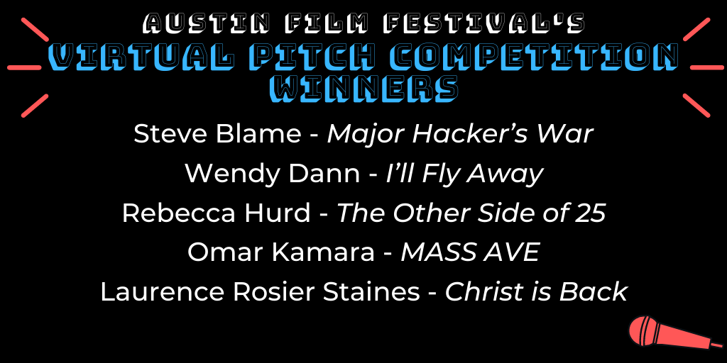 austinfilmfest's tweet image. Congrats to the winners of our first-ever Virtual Pitch Competition! 

Want in? Get your ticket for our Virtual Pitch Competition in October: ow.ly/5jnz50ASGeG
#filmmaking #scriptpitch #pitch #filmpitch