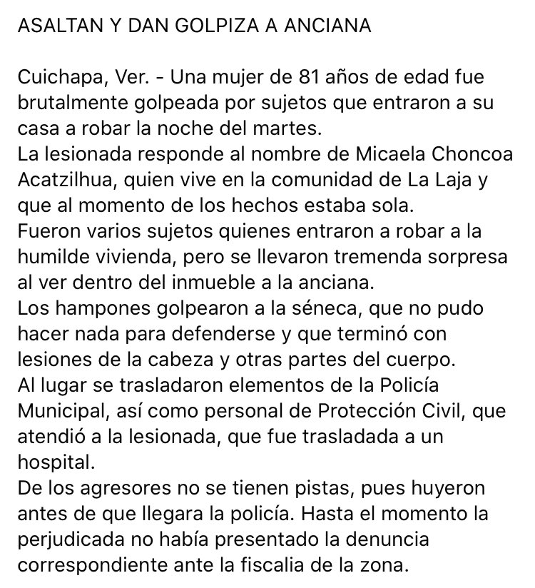anieblablabla's tweet photo. Ya quiero que te rechacen de 15 trabajos, para que entiendas la precariedad que lleva a alguien a decidir asaltar y dar una golpiza a una anciana de 81 años que ni siquiera se puede defender. https://t.co/SwpZNgciXq