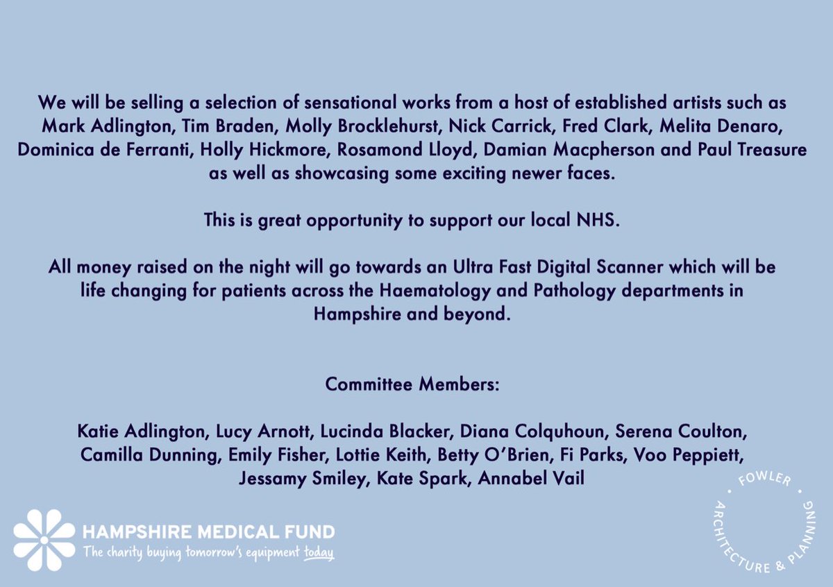 Rosamond Lloyd (@rlsculpture) on Twitter photo Delighted to be supporting <a href="/hmedicalfund/">Hampshire Medical Fund</a> & my local #NHS at forthcoming October show. Tickets available from tickettailor.com/events/medical… come join the #pARTy! Delighted to be supporting <a href="/hmedicalfund/">Hampshire Medical Fund</a> & my local #NHS at forthcoming October show. Tickets available from tickettailor.com/events/medical… come join the #pARTy!