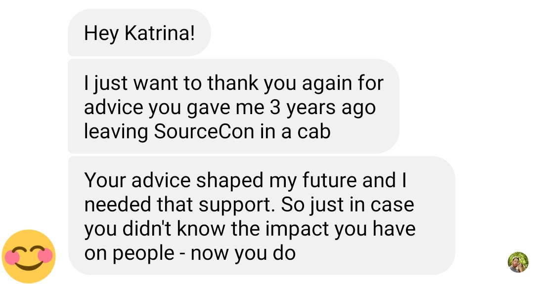 KatrinaKibben's tweet image. Well. I&apos;m crying now. 

Between that and #Humansatwork with  @Elena_Valentine and @skillscout - I&apos;m all in my feels.
