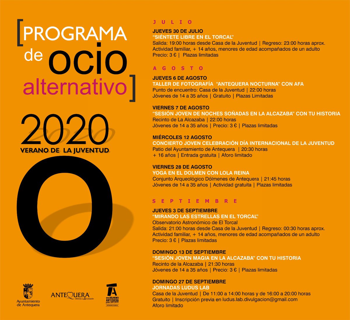 AytoAntequera's tweet photo. #ProgramaOcioAlternativo

📸🙋🙋🏼‍♀️ Hoy jueves, taller de fotografía 'Antequera Nocturna' en el corazón de la ciudad, gracias a la @AFAAntequera y coordinado por la Casa de la @JuventudATQ.

#CulturaSegura
#OcioParaLosJóvenes

👇🏽 Consulta en imagen, toda la programación https://t.co/r42mJBl5CJ