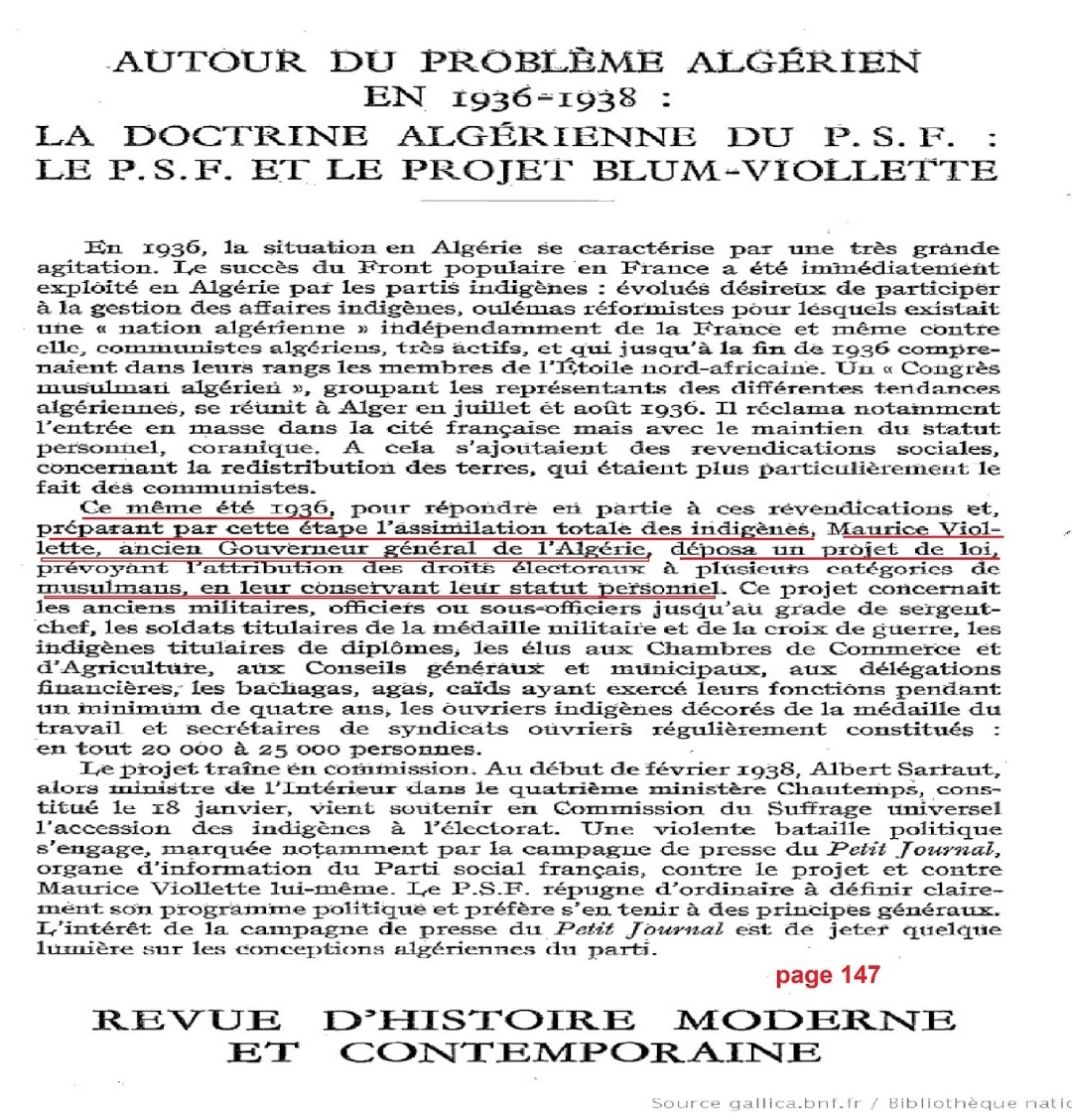 L'association des oulémas musulmans algériens était également POUR le projet "Blum-Violette" qui visait l'assimilation totale des algériens. Lien :  https://gallica.bnf.fr/ark:/12148/bpt6k5450672w/f69.image
