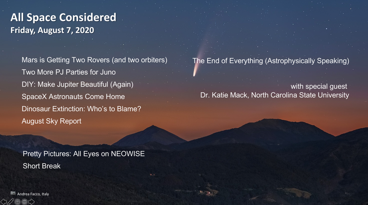 All Space Considered – Remote is back live on #GriffithObservatoryTV tomorrow, August 7 @7:30pm PDT.

Excited to meet Katie Mack (<a href="/AstroKatie/">Katie Mack</a>) and more. Sneak preview: we’ll teach you how to make your own beautiful <a href="/NASAJuno/">NASA's Juno Mission</a> images – no experience needed!

griffithobservatory.org/programs/griff…