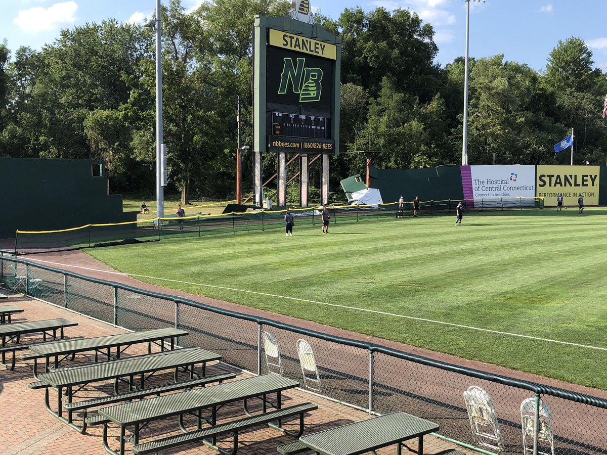 Matt_Finkel's tweet image. You don’t have to hit it as far for a home run tonight in New Britain. The Bees have installed a temporary fence after winds from Isaias took out the entire left field wall! @NewBritainBees host Worcester tonight at 6:35p