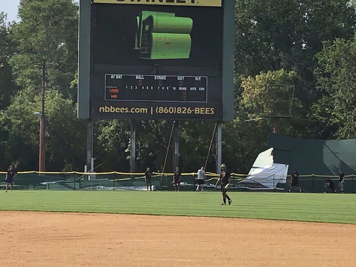 Matt_Finkel's tweet image. You don’t have to hit it as far for a home run tonight in New Britain. The Bees have installed a temporary fence after winds from Isaias took out the entire left field wall! @NewBritainBees host Worcester tonight at 6:35p