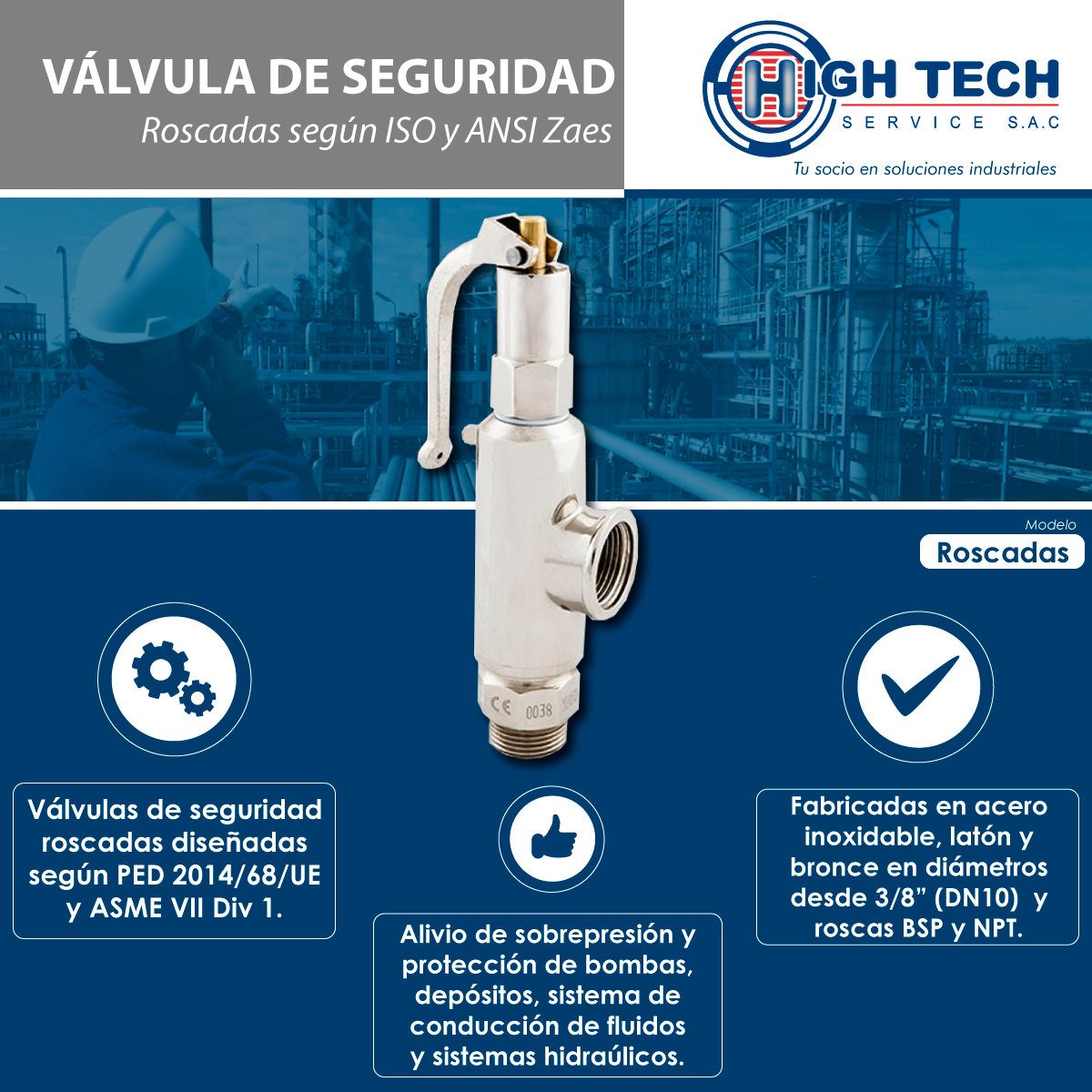 hightech_ser's tweet photo. Las #válvulasdeseguridad actúan por el incremento en la presión estática existente, y son usadas primordialmente en procesos que generan o contienen vapor, aire o gas, tales como calderas, autoclaves, compresoras, etc. #Zaes #lima #peru #FelizJueves #BuenJueves https://t.co/NUX9DcXhsq