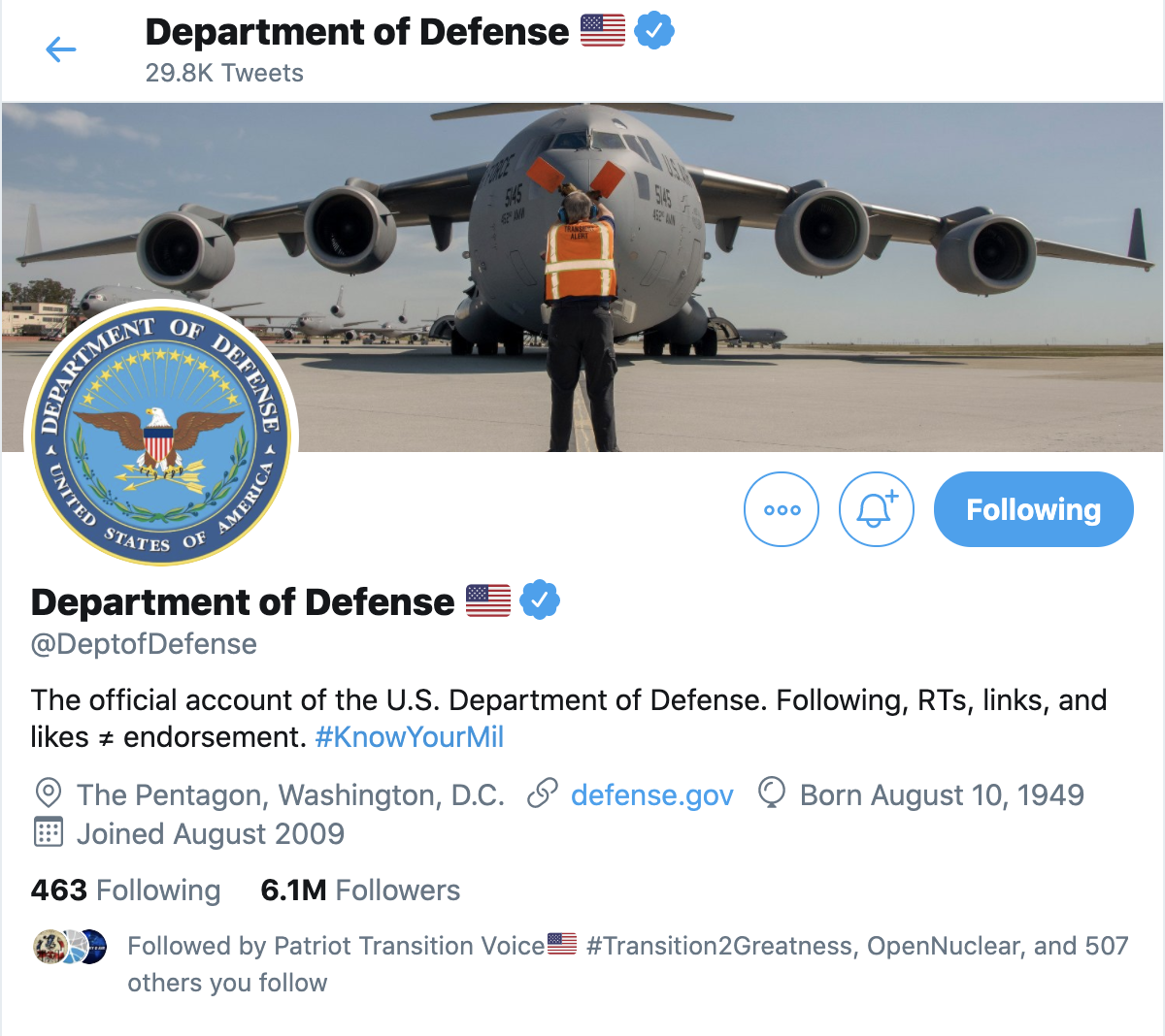 A few more interesting examples of how Twitter is applying the labels in relation to official government accounts. The State Department has been labelled, but the Pentagon has not. The UK Foreign Office has got a label, but the Ministry of Defence has not