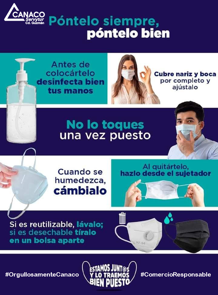 CanacoGuzman's tweet photo. ¡Póntelo siempre, póntelo bien!
#ComercioResponsable
#CámaradeComercio
#OrgullosamenteCanaco
#JaliscoResponsable https://t.co/Kkab0uE2Xm