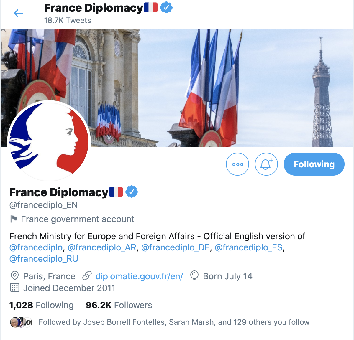 The French Ministry of Europe and Foreign Affairs, the German Foreign Office, the Russian and Chinese Ministry of Foreign Affairs have all been labelled