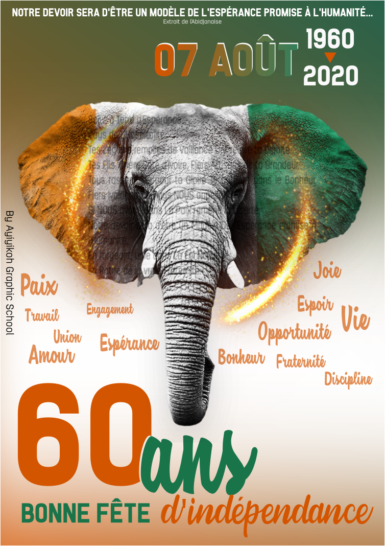 ayiyikoh's tweet photo. Fiers Artisans de ta Grandeur, Tous rassemblés pour ta Gloire Te bâtiront dans le Bonheur... Superbe fête d'indépendance à tous et à toutes. #CIV225 #CIV60ans #GoAyiyikoh https://t.co/Ct5oPHdare