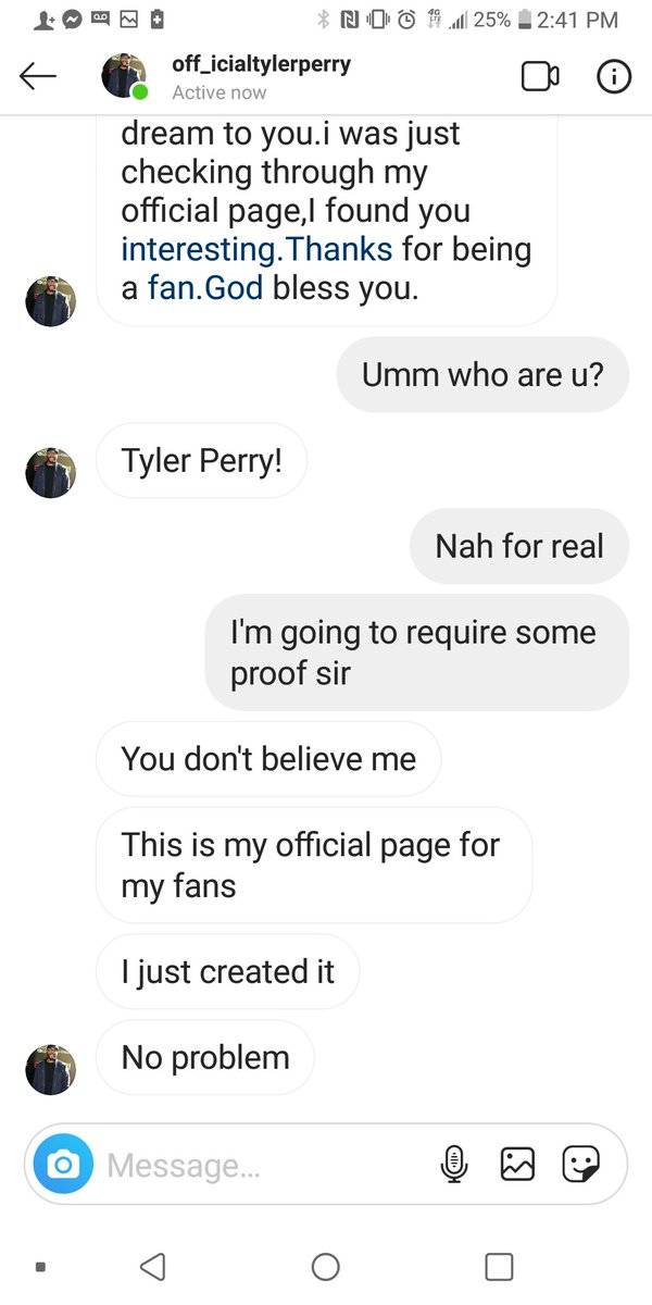 foreversanchez8's tweet photo. So @tylerperry i doubt it but is this you? I figure it's a scam but fr we should talk about adapting my books. https://t.co/qLodCqDaBc