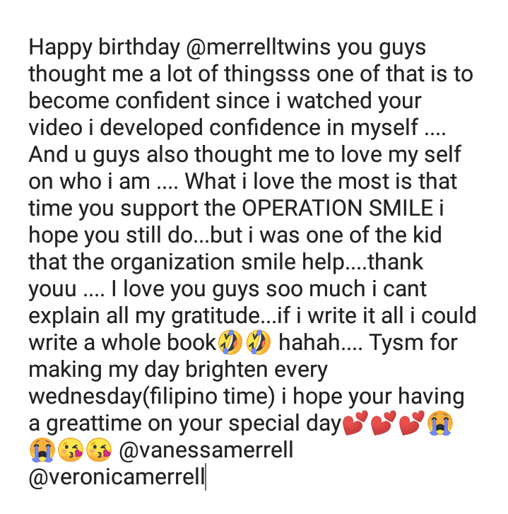 bluish_merrell's tweet photo. @MerrellTwins @VanessaMerrell @veronicamerrell i hope you see this💕💕mahal ko kayo🇵🇭 #MT24thBirthday #MTbirthday #MTbday https://t.co/xy3rWBYAIV