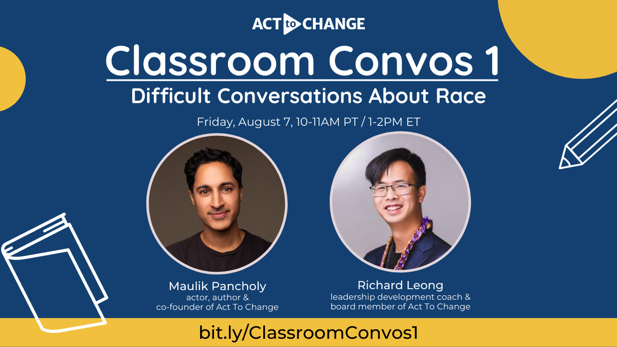 ActToChange's tweet photo. These conversations are uncomfortable. But we can dismantle #SystemicRacism when we start to have these dialogs within our families & communities.
Join us on our first #ClassroomConvos TOMORROW:
https://t.co/IgACPYxGoY
#StopAAPIHate #ActToChange @MaulikPancholy @hangryrichard https://t.co/JkrEf3Yct8